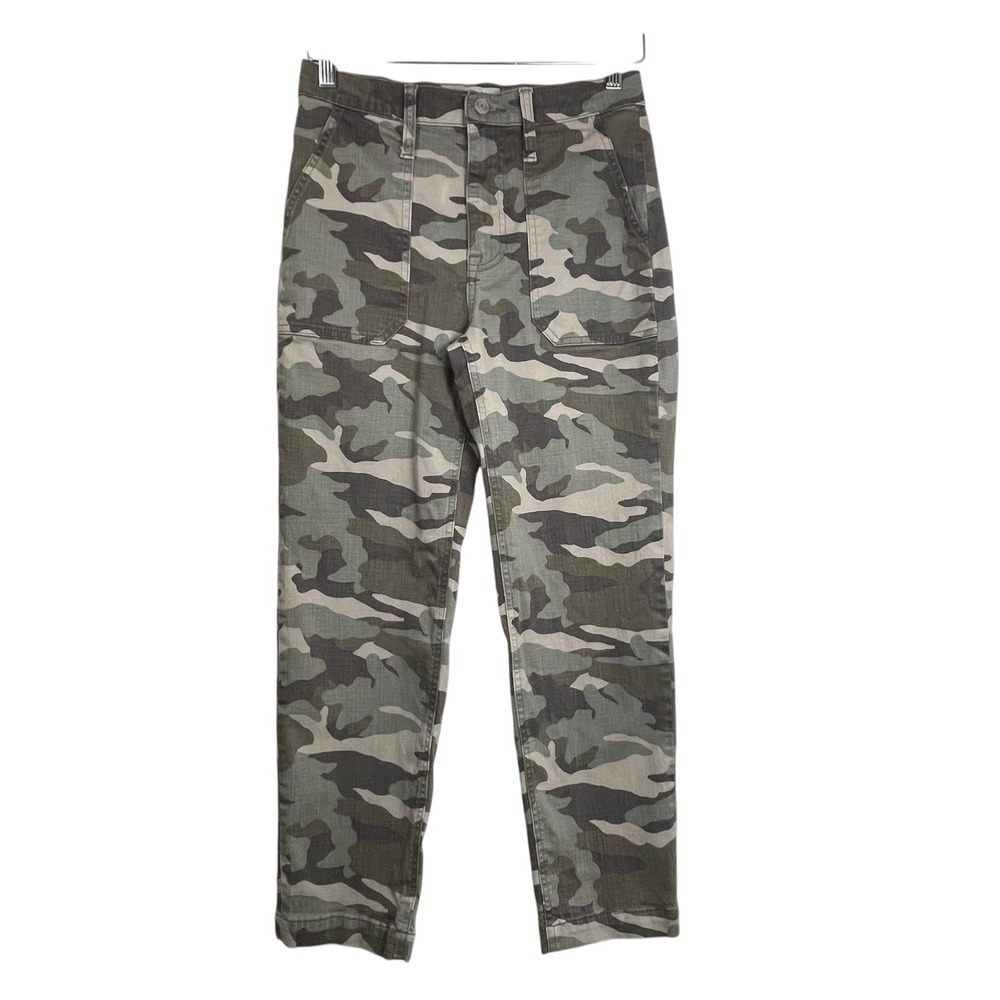 J.Crew Camo Straight Leg Crop Pants Size 25 Green Camouflage Utility Casual